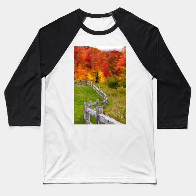 Southridge Autumn Fence Baseball T-Shirt by srwdesign
